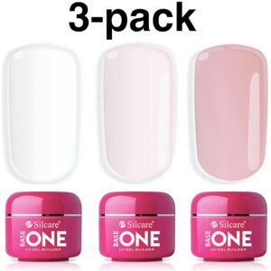 3-pak Base one - Builder - Klar, Pink, Cover 45g UV gel Multicolor