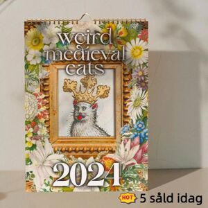 Unbranded Underlige middelalderlige kattekalender 2024, med sjove månedlige kattebilleder - Slim Design 2024 Wall Planner - Kattekalender - Sjove julegaver 1pc