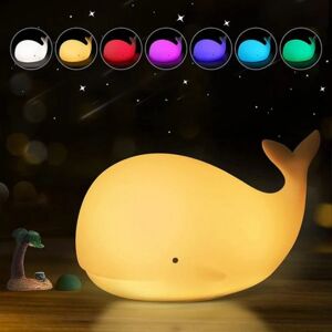 Børnenatlys Cute Whale Silikone LED Natlys Barn med Touch Switch