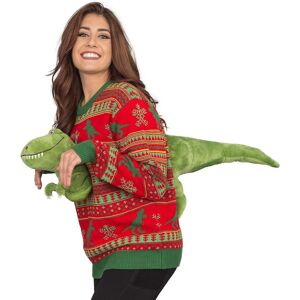 unbranded Unisex 3D T-rex rød og grøn trøje Ugly juletrøje Mænd Kvinder Julekostume 2XL 2XL