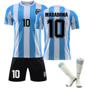 Goodies VM 1986 Argentina Maradona nr. 10 Retro fodboldtrøjesæt sæt Kids 24(130-140cm)