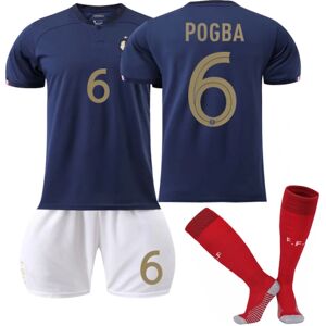 Goodies Qatar 2022 VM Frankrig Hjem Pogba #6 trøje Herre fodbold T-shirts Jerseysæt Børn Unge Kids 26(140-150cm)