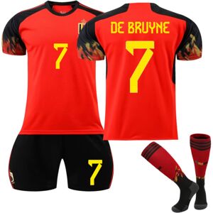 Goodies Qatar 2022 VM Belgien Home De Bruyne #7 Trøje Herre Fodbold T-shirts Trøjesæt Børn Unge Kids 26(140-150cm)