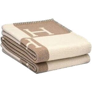 Plaid H tæppe Cashmere Blended Crochet Portable 140x170cm (khaki)