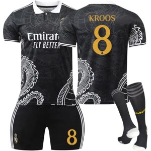 23-24 Real Madrid fodbolduniform dragemønsterversion børn og voksne træningssæt sportsholdsuniform NO.8 KROOS 26