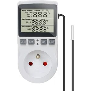 Stikkontakt termostat Digital temperaturregulator Opvarmning Køling med sonde, LCD Socket Temperaturregulator Timer