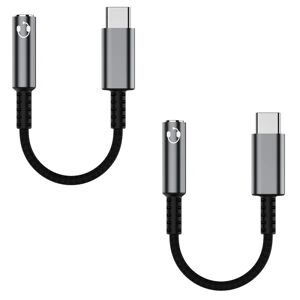 USB C til 3,5 mm hun-hovedtelefonstikadapter (2 pakker), USB-type