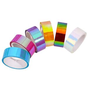 6 ruller holografisk farvet maskeringstape sæt, regnbue