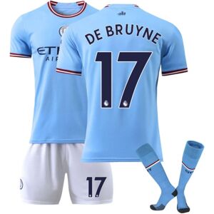 Manchester City Home De Bruyne Børn Voksne fodboldtrøjedragt CNMR DE BRUYNE 17 XS (160-165cm)