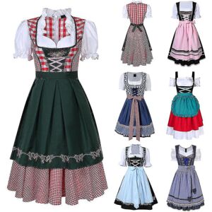 Dirndl Klänning tysk Oktoberfest bayersk öl Wench kostym Maid Festival Party Z X Green S