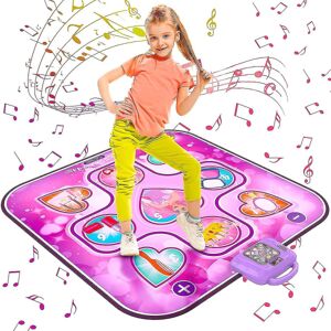 FMYSJ Dansemåtte legetøj til 3-12 år gamle piger Fødselsdagsgaver, musikalsk dansemåtte til børn, danseunderlag med led lys (FMY)