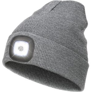 LED Beanie med lys, Unisex USB Genopladelig Håndfri 4 LED Pandelampe Hætte Vinterstrikket Natbelyst Hat Lommelygte Kvinder Mænd Gaver til Far Ham Hu