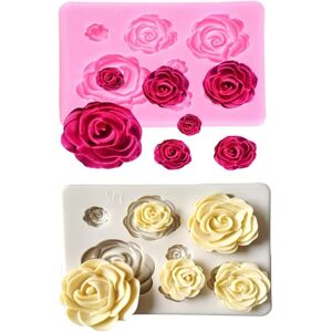 Heyone 2 STK Rose Blomster silikoneforme Kage Chokoladeform bryllupskage Dekorationsværktøj Fondant Sugarcraft Kageforme