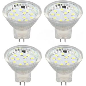 4 STK MR11 12LED-pære 2W 300LM Spot-pære Dobbeltstift Base LandskabspæreKold Hvid 6000K