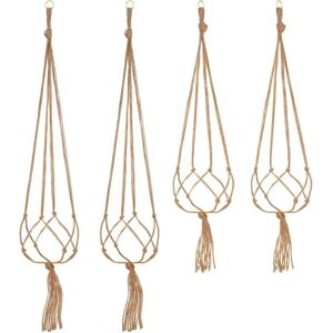 Sæt med 4 Macrame Planteophæng Reb Plantepotteholder Hængende Planteophæng Indendørs Udendørs Havedekoration med - 2 stk. 105cm og 2 stk. 90cm