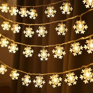 LEIGELE Indendørs julelys (varm hvid), 6m 40 led snefnug-lys, indendørs og udendørs julepyntlys