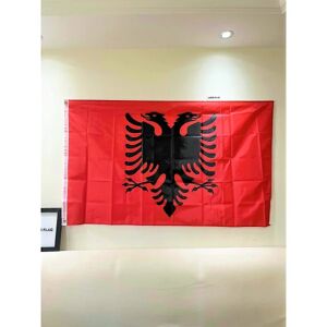 YIXI Albaniens flag 90x150 cm Alb Al Polyester Højkvalitets albanske nationale flag Dobbelttrykt 3x5ft Albaniens ørneflag