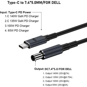 180CM USB Type C til DC-kabel PD 140W Converter Line 7450 FOR 7450 for Dell