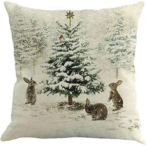 Coton Lin Housse de Coussin Impression Noël 45X45cm Taie