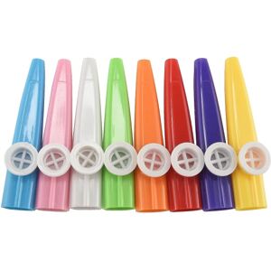 24 stykker plastik Kazoos 8 farverige Kazoo musikinstrument, god ledsager til guitar, ukulele, V