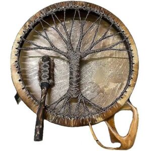 Tree Of Life Shaman Drum Håndlavet sibirisk tromme Spirit Music Symbol Have Decor (xq)