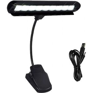 Clip On Music Light Stand 9 Led Orkester Lampe Piano Light Fuldt justerbar Music Stand Lampe med strømkabel (uden batterier, sort)