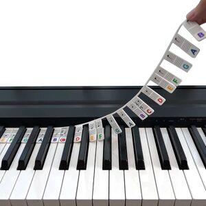 Klavernoteguide til begyndere, aftagelige klaverklaviaturnoteetiketter til læring, 88-tangenters fuld størrelse, lavet af silikone, klistermærker uden behov Multicolor