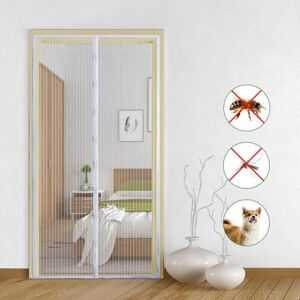 5 størrelser Basic Magnetic Myggenet Sommer Anti Bug Flue Dør Gardiner Mesh Beige 90 x 210cm