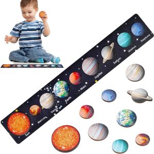 Montessori trælegetøj til 3-årige drengepiger, træsolsystem puslespil til småbørn, læring pædagogisk rumlegetøj til toddler Planet Toy