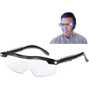 Læsebriller med lys, HD-forstørrelsesbriller med 160 % LED-oplyste genopladelige forstørrelsesglasbriller til læsehobbyer og tæt arbejde