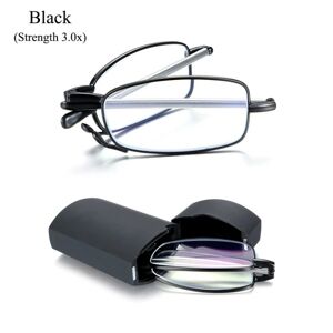 Sammenfoldelige læsebriller Presbyopia Briller SORT STYRKE Black Strength 3.0x-Strength 3.0x