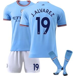 22-23 Manchester City Home Kids Fodbolddragt nr. 19 Álvarez 24