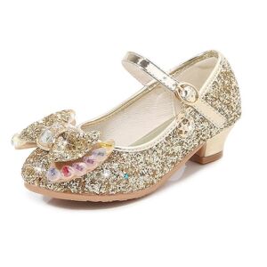 Elsa prinsesse sko barn pige med pailletter guld farvet 17,5 cm / størrelse 27