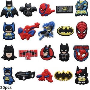 20 stk Superhelte Spiderman Batman Sko Dekoration Charms Til Træsko Dekoration Sandaler Tilbehør Til Børn Voksne Festgaver