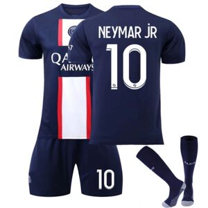 TFXHUA Paris 22/23 Neymar Jr fodboldtrøje T-shirts Shorts sæt til børn Blue/White 28（12-13Years）