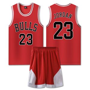 #23 Michael Jordan Basketballtrøjesæt Bulls Uniform til børn, voksne - Rød K 24 (130-140CM)