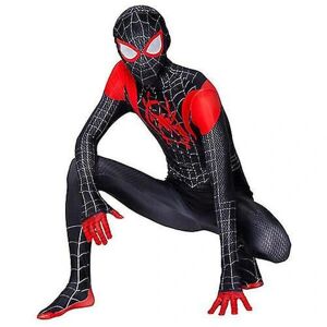 Spider Man Into The Superhero Costume Kids Miles Morales Cosplay Voksen V Z black 140cm