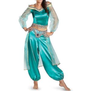 Nye kvinder Aladdin Alibaba Jasmine Cosplay Kostume Prinsesse Fancy Dress Outfit Z Blue Green XL