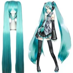 Hatsune Miku Wig Cosplay Party Parykker med 2 Hestehale lange lige