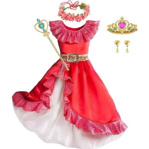 Elsa Elena Of Avalor Prinsesse Kostume Piger Disney Anime Rollespil Tøj Halloween Carnival Cosplay Outfit Børn Rød Flæse Lang Kjole Elena Sets 02 9-10Y Tag-XL