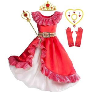 Elsa Elena Of Avalor Prinsesse Kostume Piger Disney Anime Rollespil Tøj Halloween Carnival Cosplay Outfit Børn Rød Flæse Lang Kjole Elena Sets 06 5-6Y Tag-M