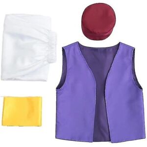 Halloween Voksen Fantasy Mytisk Prins Aladdin Tusind og en nat Anime Cosplay Fuldt kostume, Fest Herre Cos 4Pcs L