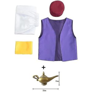 Halloween Voksen Fantasy Mytisk Prins Aladdin Tusind og en nat Anime Cosplay Fuldt kostume, Fest Herre Cos 5Pcs S