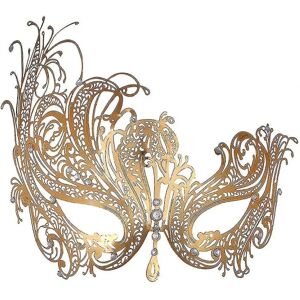 Maskerade maske til kvinder metal maske skinnende rhinsten venetiansk fest aften bal ball maske bar kostumer tilbehør Phoenix gold