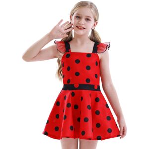 Piger Polka Dots Ladybug Dress Up kostume red 150cm