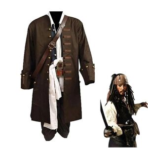 Pirates Of The Caribbean Cosplay Costume Film Jack Sparrow Cosplay Fuldt sæt Costume Club Halloween Party Show Outfit paryk hat S clothes L