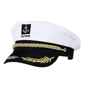 Voksen Yacht Båd Skib Sømand Kaptajn Kostume Hat Kasket Navy Marine Admiral Broderet Kaptajn Kasket (hvid)