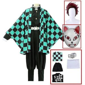 Demon Slayer Kimetsu No Yaiba Tanjirou Kamado Cosplay Kostume Kimono Jul Anime Uniform sæt til voksne børn - Perfet 7 piece set 150