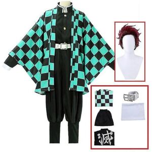 Demon Slayer Kimetsu No Yaiba Tanjirou Kamado Cosplay Kostume Kimono Jul Anime Uniform sæt til voksne børn - Perfet 6 piece set 140