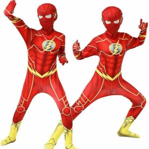 TFXHUA Flash Cosplay kostume børnesko halloween festsæt 145-155cm